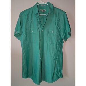 Express Shirt Mens Size Medium Green Casual Button Up Short Sleeve Modern